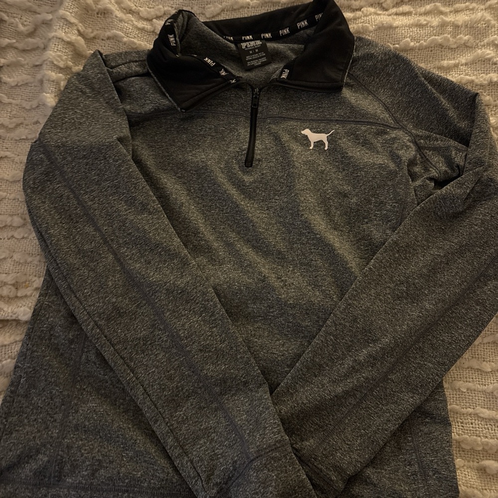 PINK Victoria's Secret Charcoal Quarter-Zip Jacket